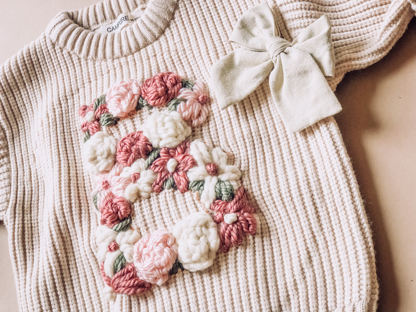 Floral letter sweater preorder