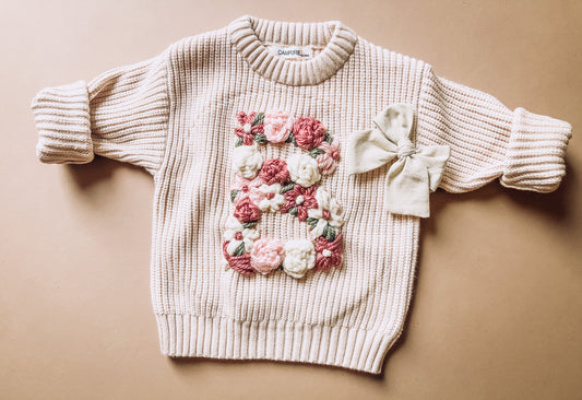 Floral letter sweater preorder